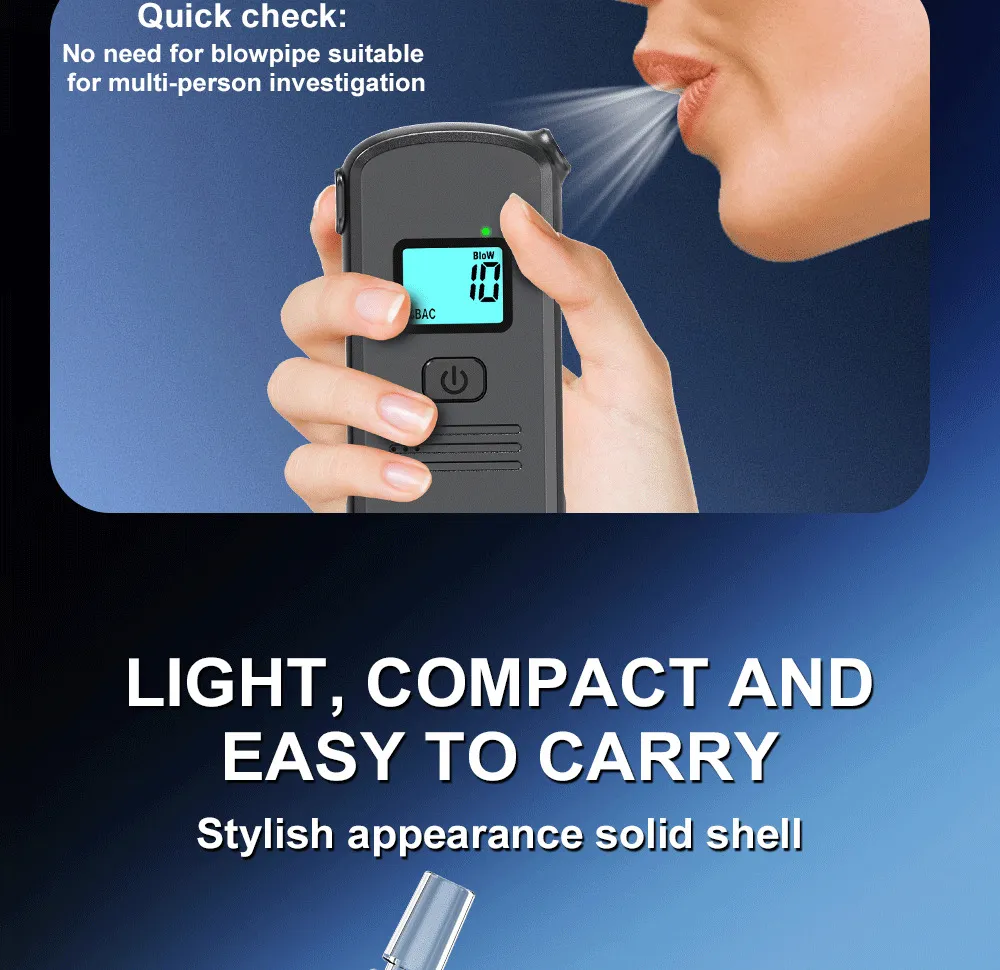 Portable Car Breathalyzer High-Accuracy LCD Digital Display Personal Alcohol Tester