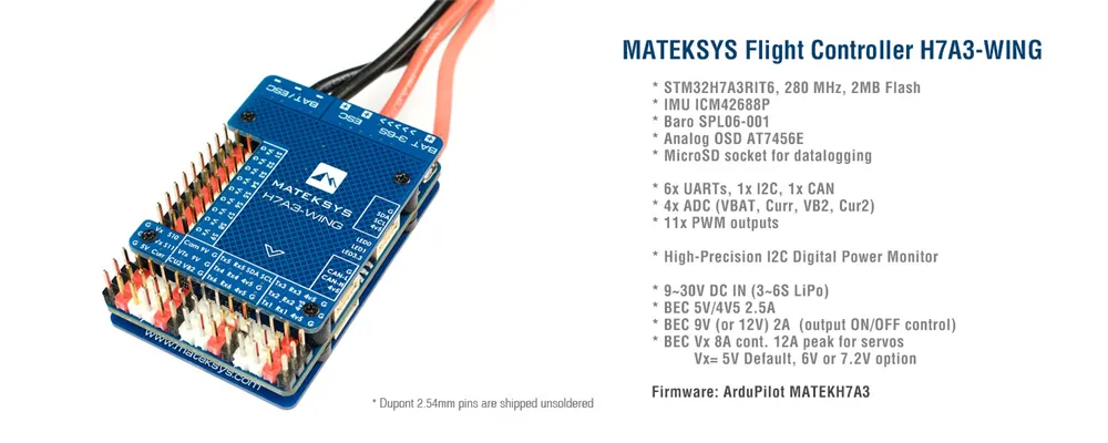 MATEK H7A3-WING Flight Controller OSD 3-6S for RC Airplane Fixed Wing