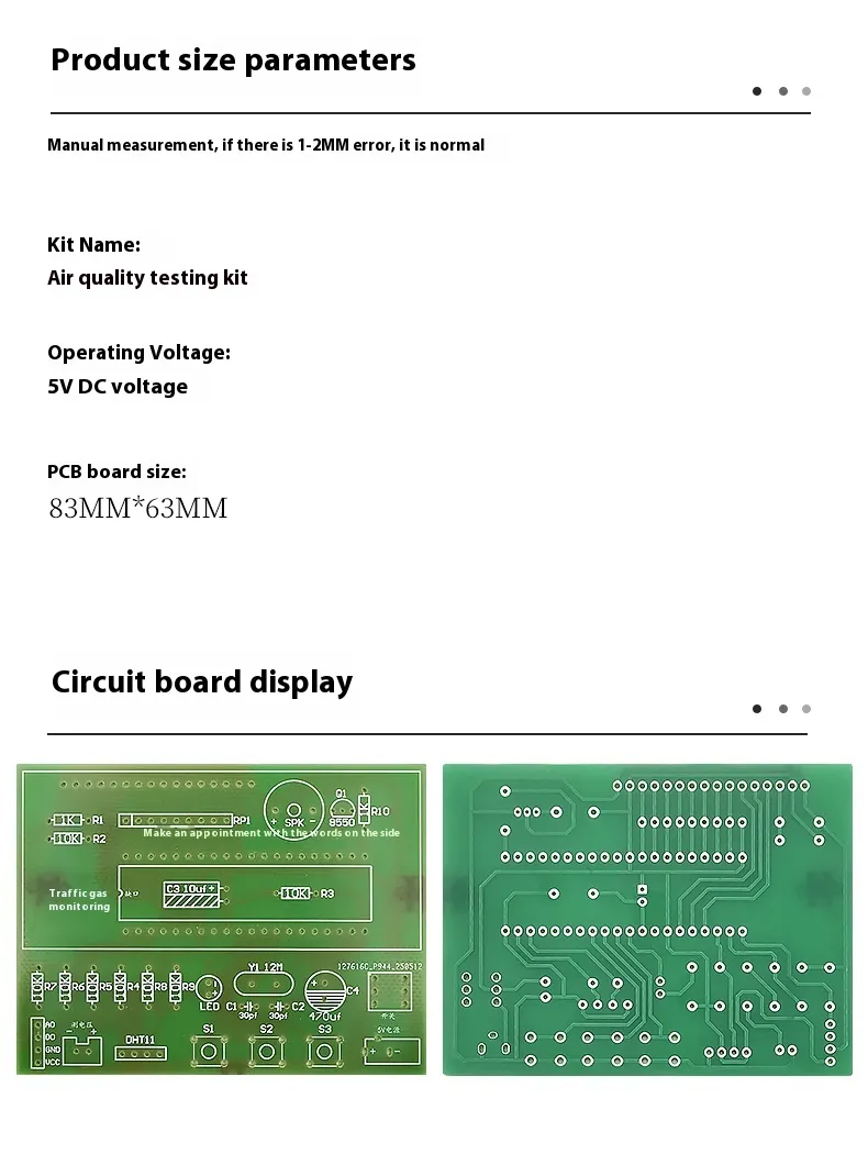 Air Quality Temperature Humidity Voltage Detection Kit Multi Gas Sensor Support MQ Series PCB Board Comprehensive Environmental Monitoring