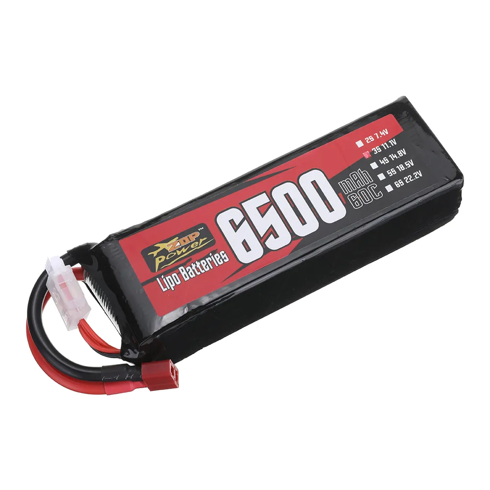 ZOP Power 11.1V 6500mAh 60C 3S LiPo Battery T Plug for RC Car ZOP Power 11.1V 6500mAh 60C 3S LiPo Battery T Plug for RC Car