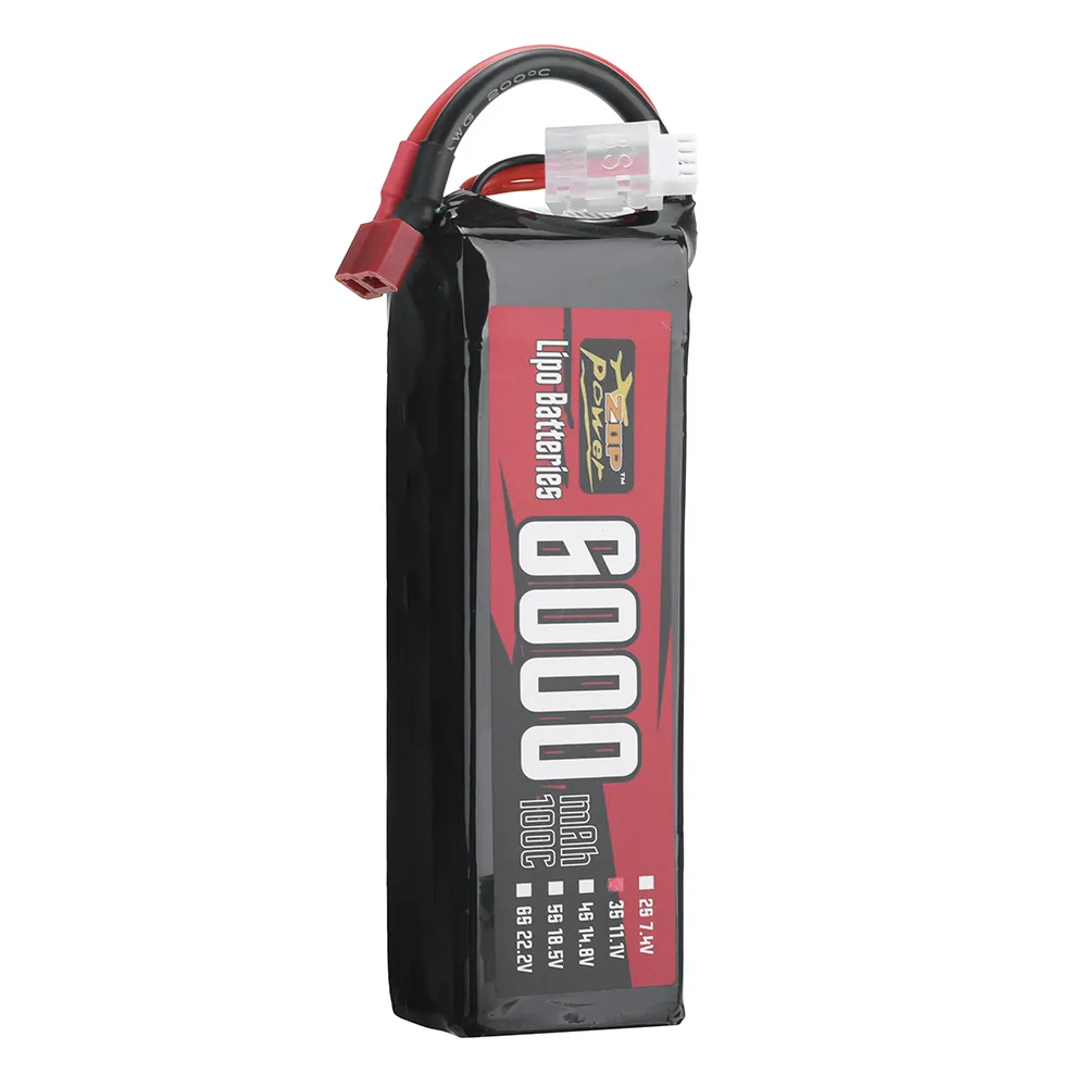 ZOP Power 11.1V 6000mAh 100C 3S LiPo Battery T Plug for RC Car ZOP Power 11.1V 6000mAh 100C 3S LiPo Battery T Plug for RC Car