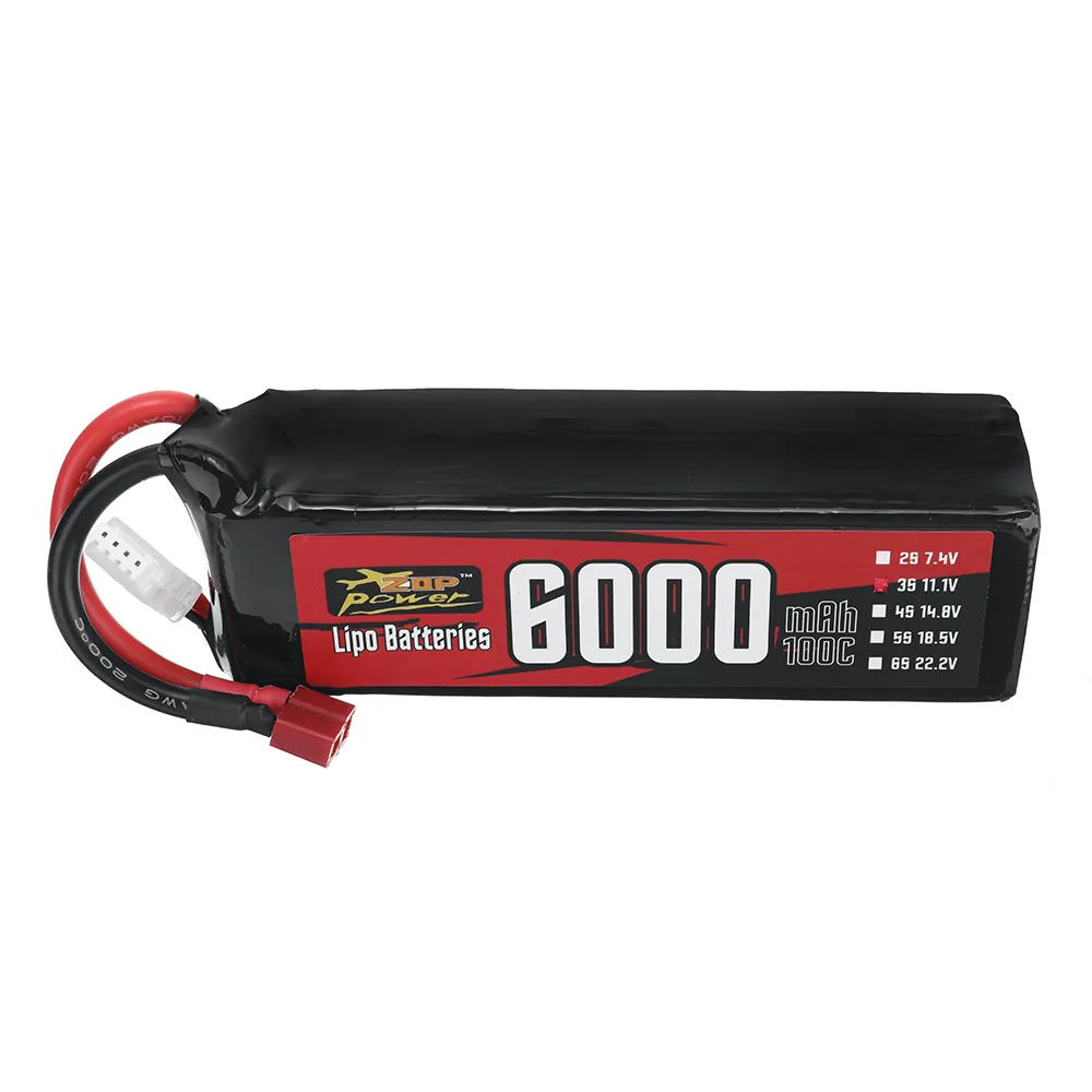 ZOP Power 11.1V 6000mAh 100C 3S LiPo Battery T Plug for RC Car ZOP Power 11.1V 6000mAh 100C 3S LiPo Battery T Plug for RC Car