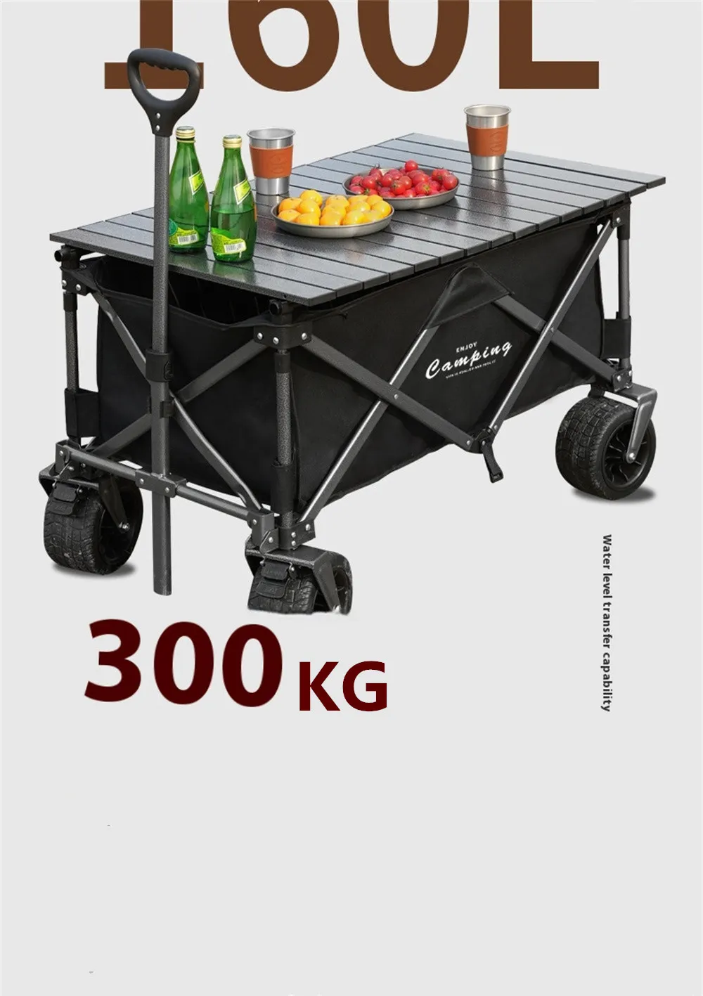 IPRee Big Tank Wheels Beach Wagon Sand with 360 Degree Rotation Dual Brake Wheel Large Capacity Foldable Cart Garden Outdoor Picnic