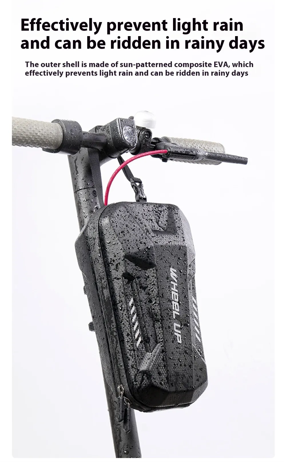 WHEELUP 3L Electric Scooter Front Bag Waterproof EVA Hard Shell Storage Bag Front Hanging Bag for Electric Scooter Bike