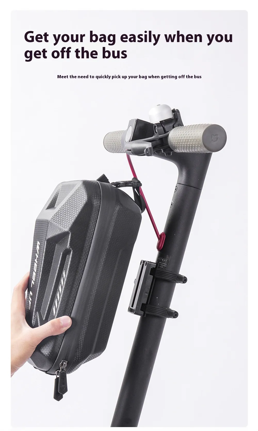WHEELUP 3L Electric Scooter Front Bag Waterproof EVA Hard Shell Storage Bag Front Hanging Bag for Electric Scooter Bike