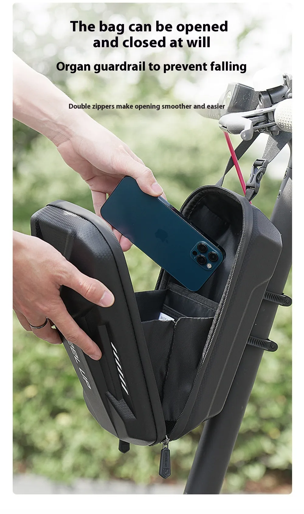 WHEELUP 3L Electric Scooter Front Bag Waterproof EVA Hard Shell Storage Bag Front Hanging Bag for Electric Scooter Bike