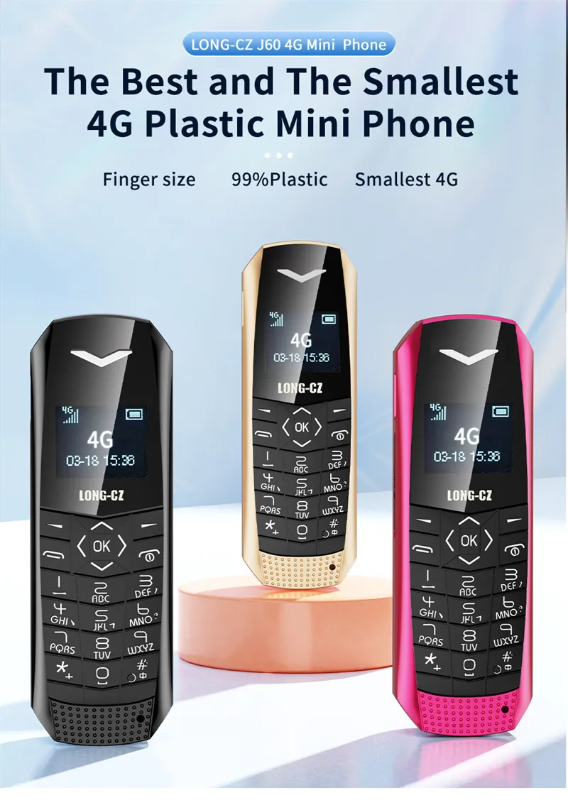 LONG-CZ J60 4G GSM 0.66-Inch OLED Display Nano SIM Card 600mAh Big Button SOS Emergency Call Lightweight Mini Mobile Phone