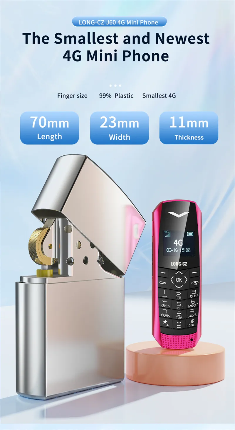 LONG-CZ J60 4G GSM 0.66-Inch OLED Display Nano SIM Card 600mAh Big Button SOS Emergency Call Lightweight Mini Mobile Phone
