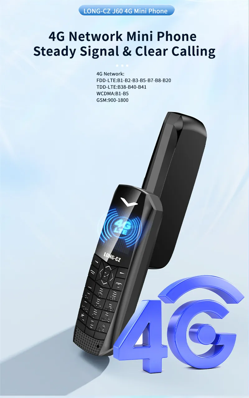 LONG-CZ J60 4G GSM 0.66-Inch OLED Display Nano SIM Card 600mAh Big Button SOS Emergency Call Lightweight Mini Mobile Phone