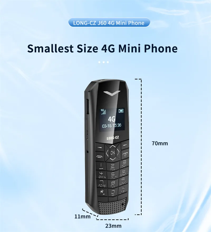 LONG-CZ J60 4G GSM 0.66-Inch OLED Display Nano SIM Card 600mAh Big Button SOS Emergency Call Lightweight Mini Mobile Phone