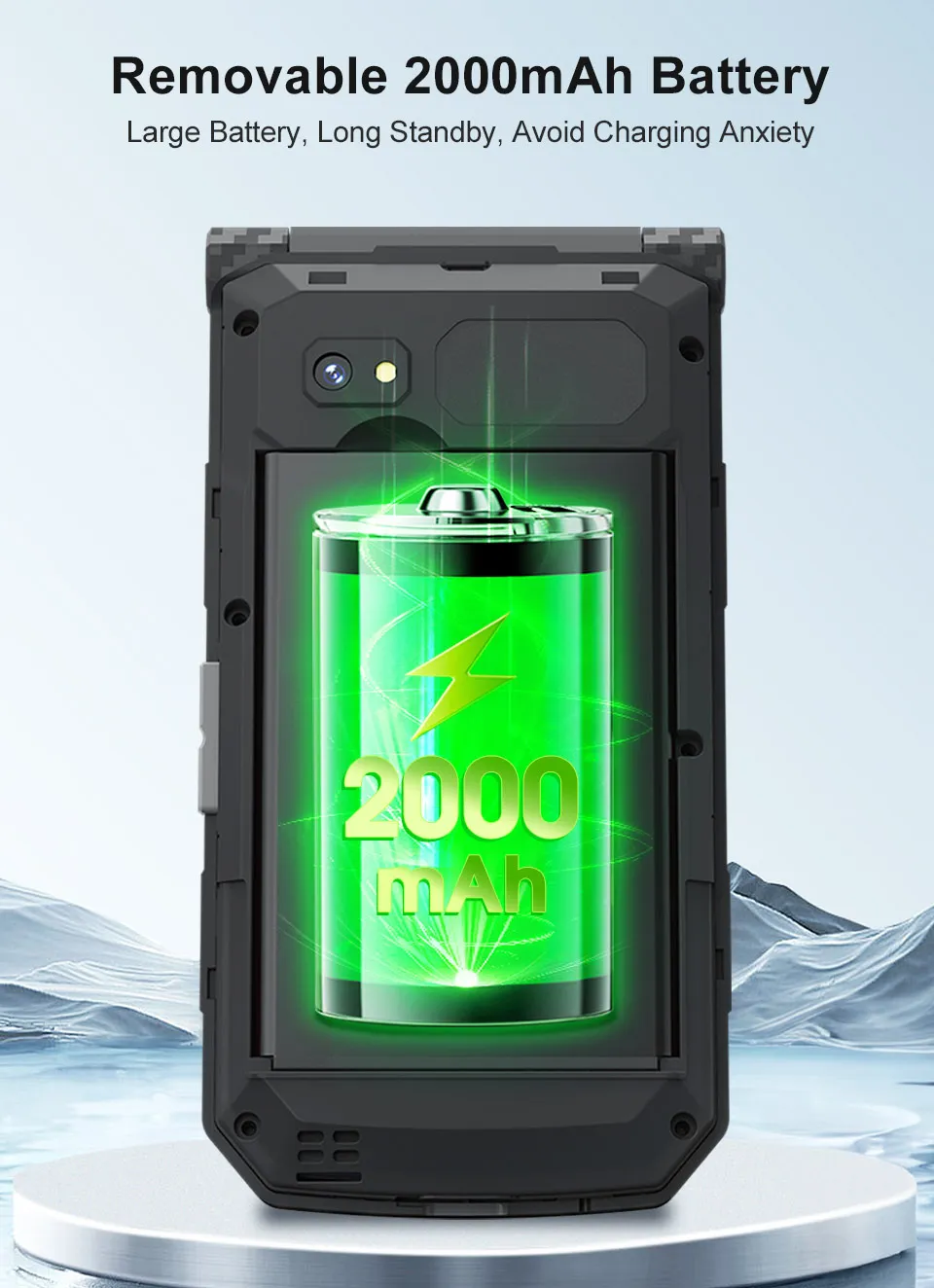 UNIWA X29 2.8-inch+1.77-inch Double Screen Rugged Mini 2G GSM Dual SIM Card Dual Standby 2000mAh FM Radio Large Button Flip Mobile Phone with Flashlight Type-C Rechargeable