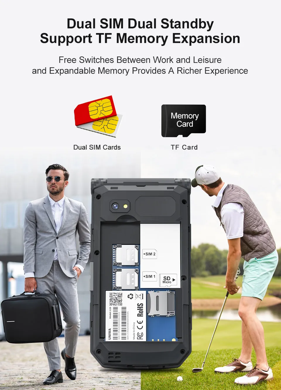 UNIWA X29 2.8-inch+1.77-inch Double Screen Rugged Mini 2G GSM Dual SIM Card Dual Standby 2000mAh FM Radio Large Button Flip Mobile Phone with Flashlight Type-C Rechargeable
