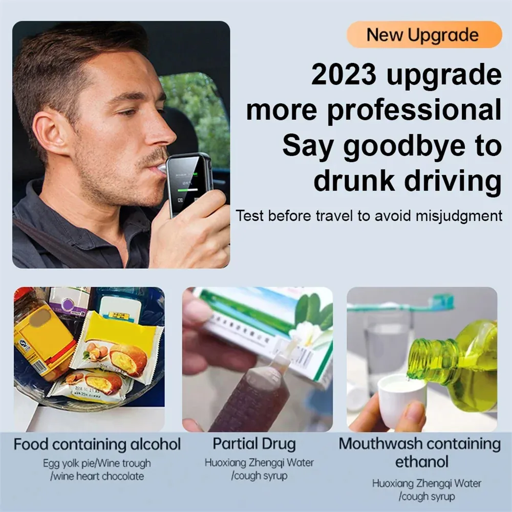 Precision Digital Breath Alcohol Tester Professional Breathalyzer With LCD Display USB Rechargeable Electronic Alcohol Tester Precision Digital Breath Alcohol Tester Professional Breathalyzer With LCD Display USB Rechargeable Electronic Alcohol Tester