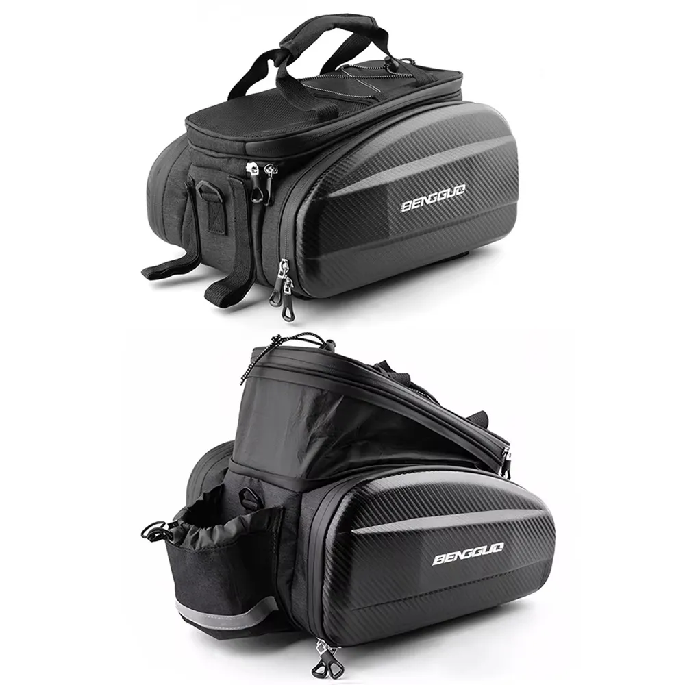 BENGGUO 17-30L EVA Hard Shell Bicycle Trunk Pannier with Reflector & Shoulder Strap Multi Functional Waterproof Rear Seat Frame Bag