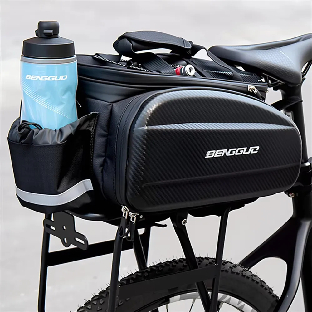 BENGGUO 17-30L EVA Hard Shell Bicycle Trunk Pannier with Reflector & Shoulder Strap Multi Functional Waterproof Rear Seat Frame Bag