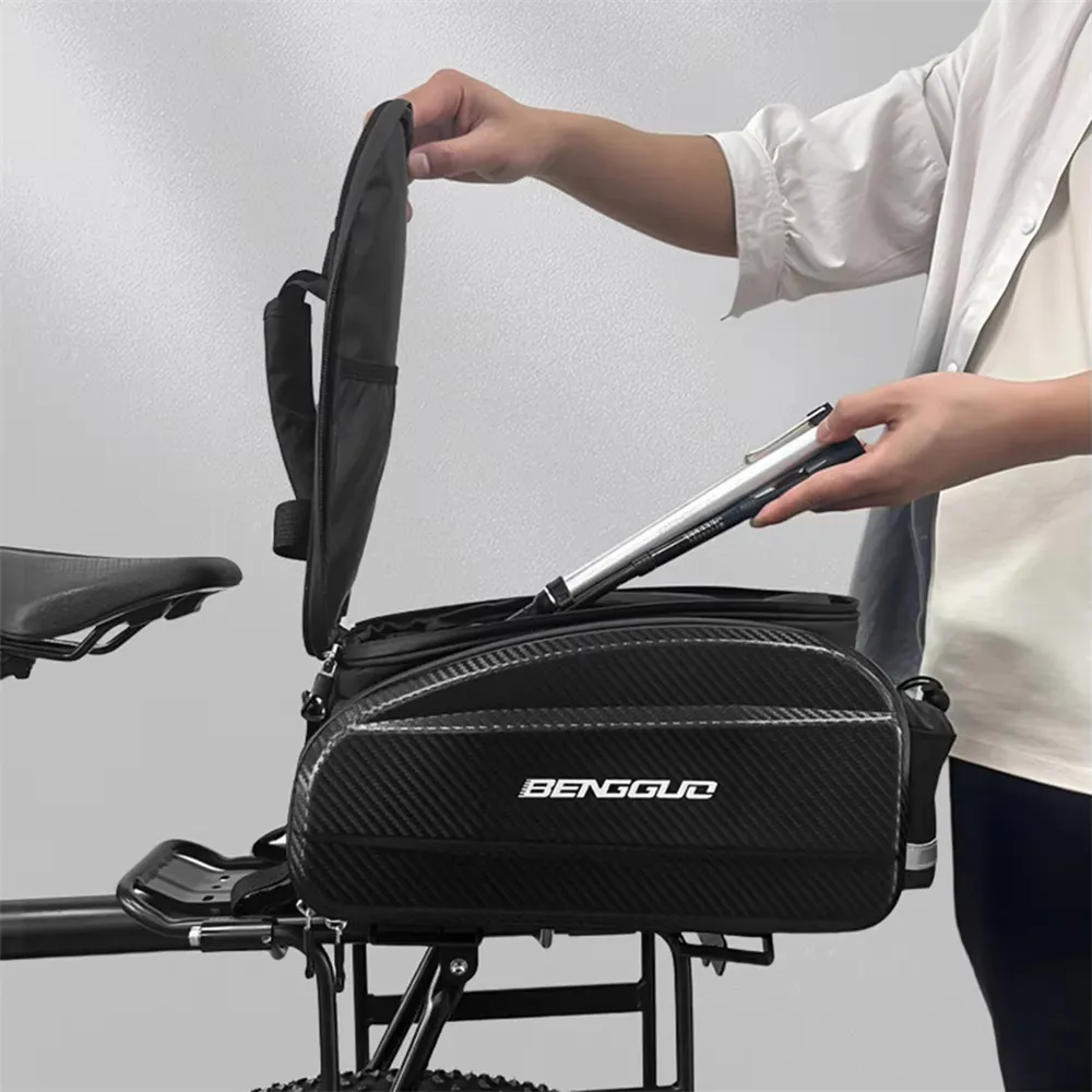 BENGGUO 17-30L EVA Hard Shell Bicycle Trunk Pannier with Reflector & Shoulder Strap Multi Functional Waterproof Rear Seat Frame Bag
