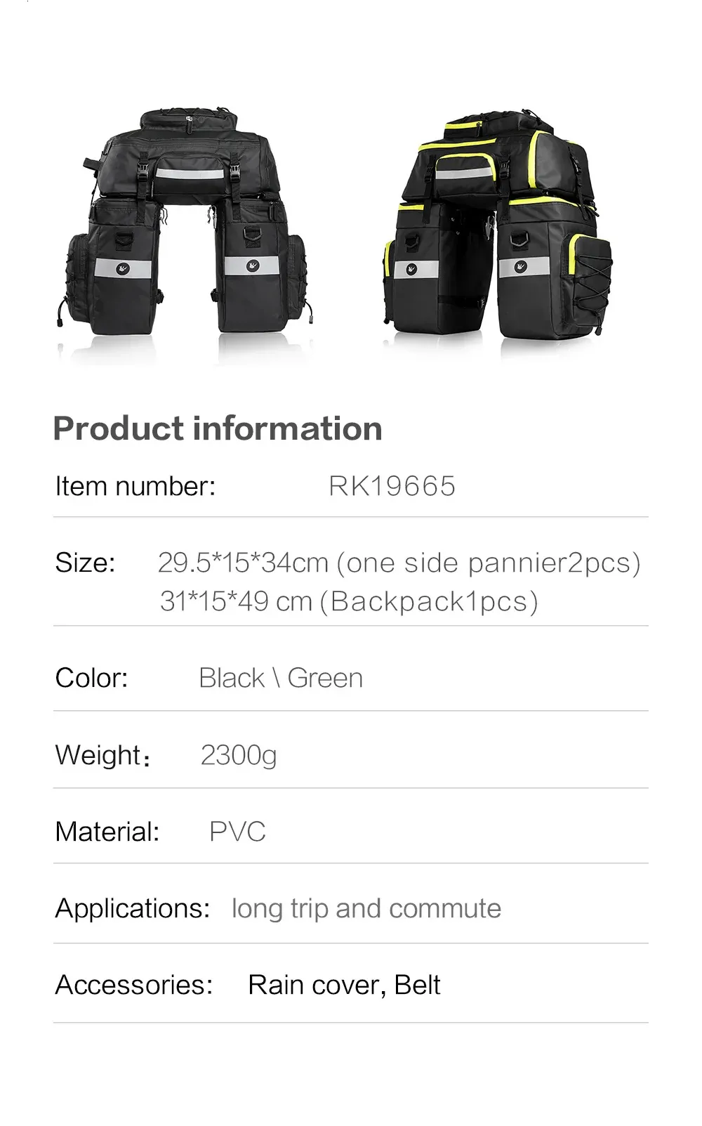 Rhinowalk 65L 3 In 1 Bicycle Pannier Waterproof Multi-functional Cycling Double Side Rear Rack Tail Seat Pack Luggage Carrier Bags for MTB Rhinowalk 65L 3 In 1 Bicycle Pannier Waterproof Multi-functional Cycling Double Side Rear Rack Tail Seat Pack Luggage Carrier Bags for MTB