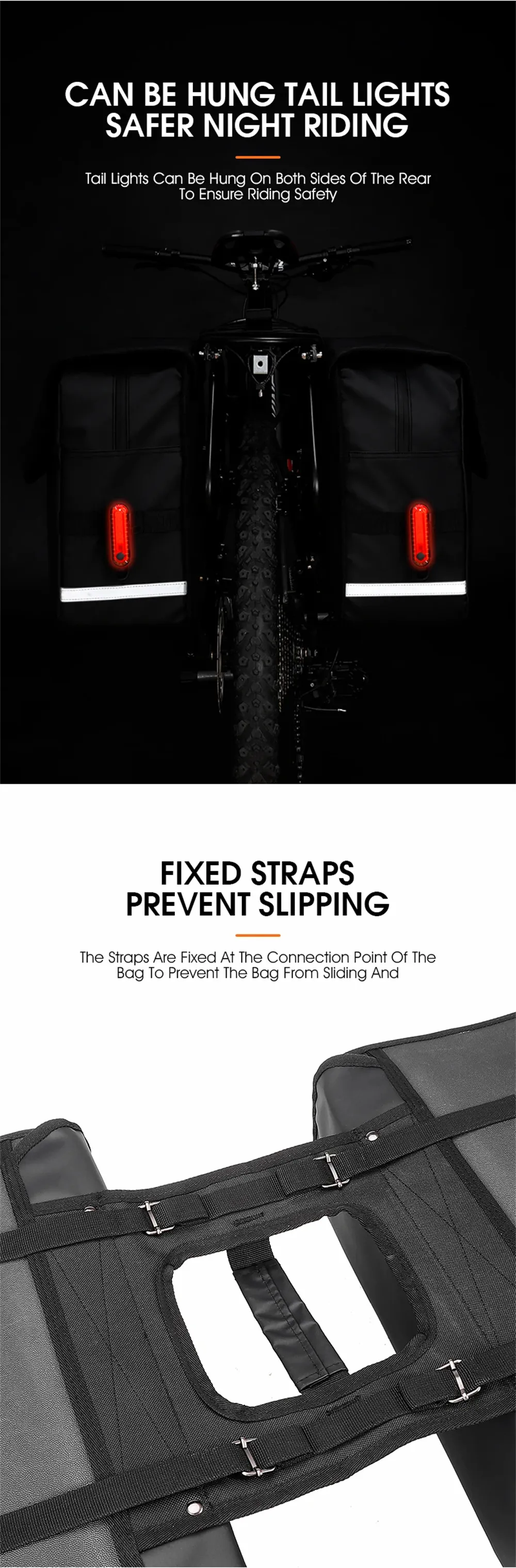 WEST BIKING 36L Bicycle Pannier Bag Waterproof Carbon Leather Bike Rack Trunk Handbag Outdoor Travel Cycling Rear Seat Cargo Bag