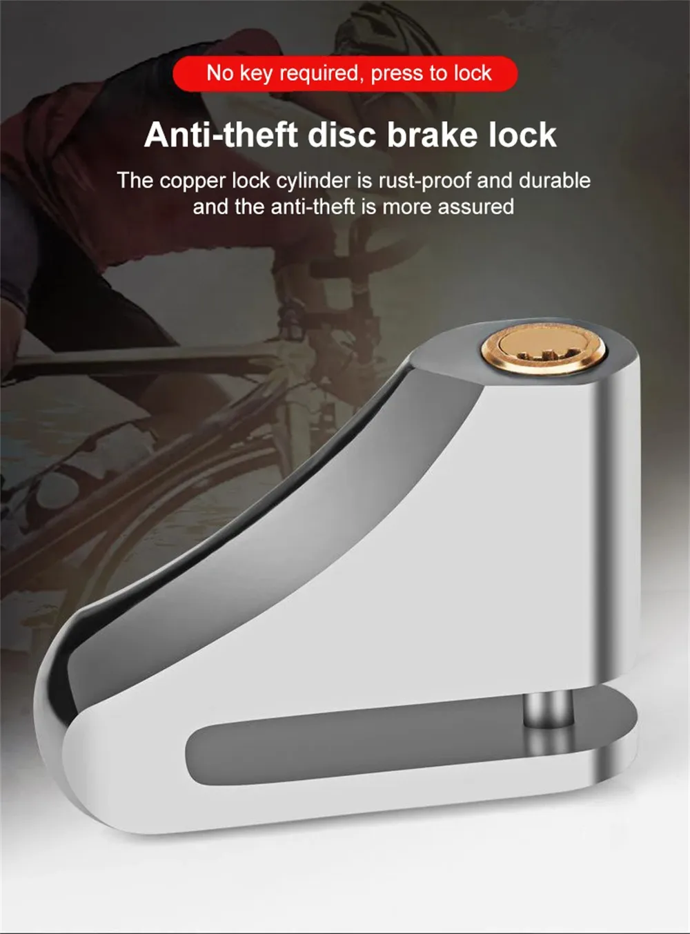 XANES Universal Portable Motorcycle Disc Brake Lock with Keys Alloy Steel Waterproof Anti-Theft Lock for Motorcycles Electric Vehicle
