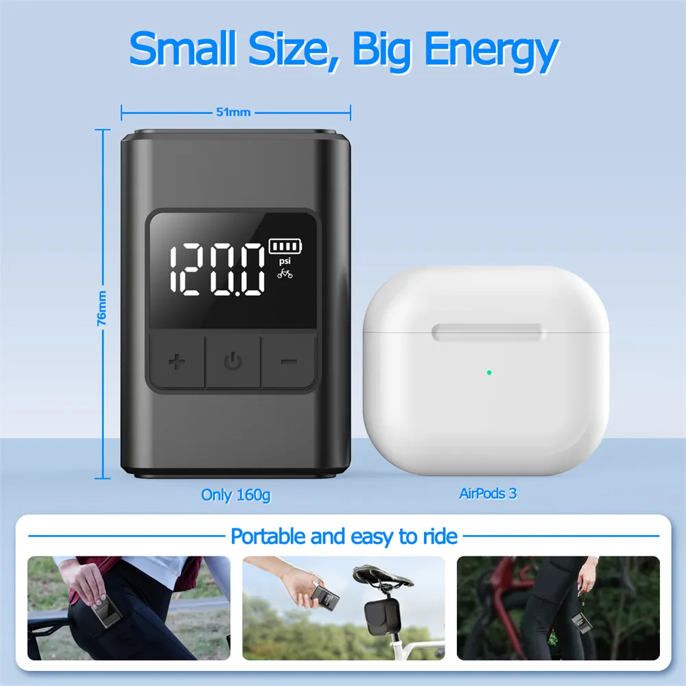 ALITER AP02 Handheld Smart Wireless Portable Bike Pump Digital Display 60W Brushless Motor 1300mAh Battery 120PSI High Speed Inflation ALITER AP02 Handheld Smart Wireless Portable Bike Pump Digital Display 60W Brushless Motor 1300mAh Battery 120PSI High Speed Inflation