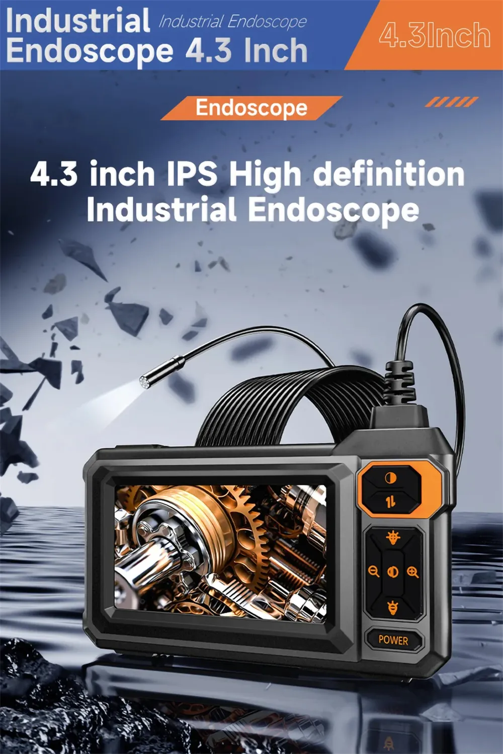 4.3 inch Industrial HD Endoscope Camera Video IPS Display Screen Digital Car Repair Maintenance Machine Inspection Blockage Removal 8 LED Adustable Lights IP67 Waterproof Oilproof 4.3 inch Industrial HD Endoscope Camera Video IPS Display Screen Digital Car Repair Maintenance Machine Inspection Blockage Removal 8 LED Adustable Lights IP67 Waterproof Oilproof