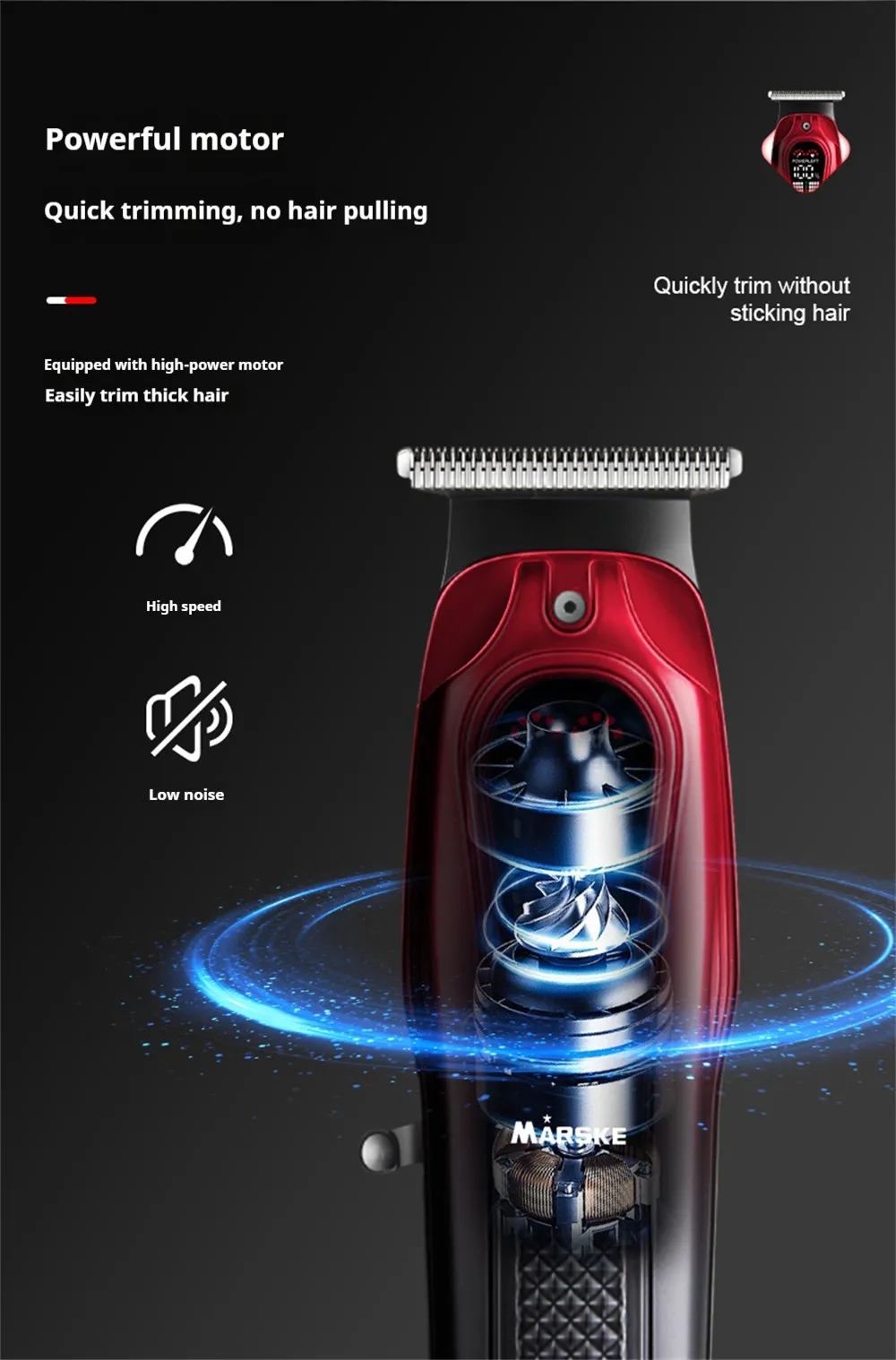 MARSKE MS-5067 Hair Clipper 1800mAh Rechargeable Battery LED Display Cordless USB Charge Professional Haircut Kit for Men MARSKE MS-5067 Hair Clipper 1800mAh Rechargeable Battery LED Display Cordless USB Charge Professional Haircut Kit for Men