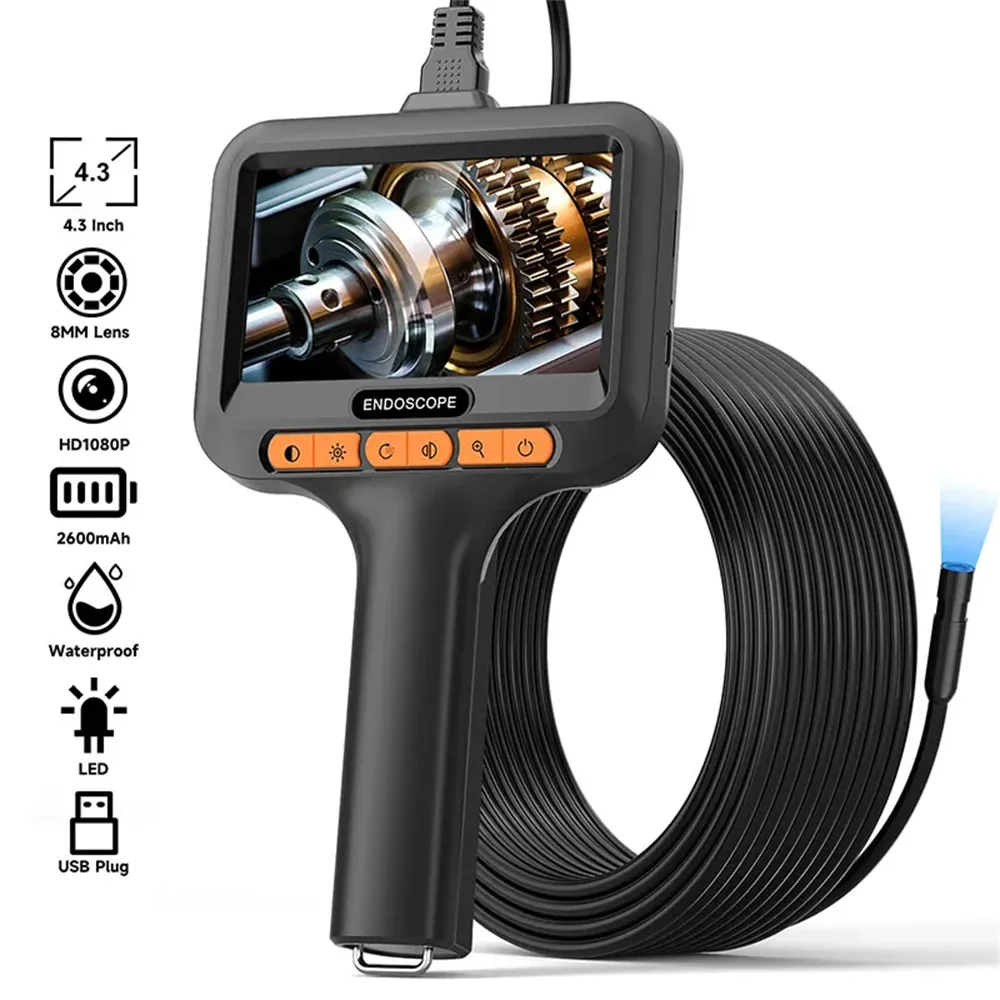 4.3'' IPS Screen Industrial Handheld HD 1080P 8mm Endoscope 8 LEDs IP67 Waterproof Auto Repair Plumbing Maintenance Appliance Inspection T42-AV 4.3'' IPS Screen Industrial Handheld HD 1080P 8mm Endoscope 8 LEDs IP67 Waterproof Auto Repair Plumbing Maintenance Appliance Inspection T42-AV