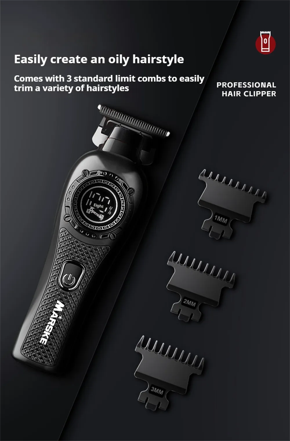 MARSKE MS-5065 Professional Hair Clipper High-Speed Motor LED Display Low Noise USB Rechargeable Long Battery Life Styling Tool