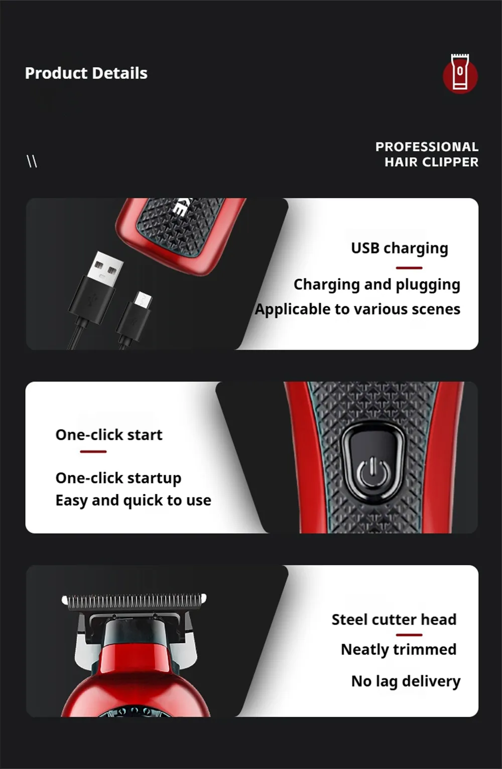 MARSKE MS-5065 Professional Hair Clipper High-Speed Motor LED Display Low Noise USB Rechargeable Long Battery Life Styling Tool