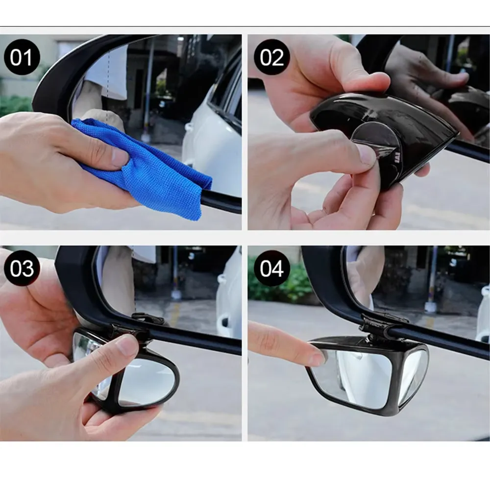 Pair 360° Blind Car Rearview Mirror Auxiliary Mirrors Spot Mirror Adjustable Rotatable Convex Wide-angle Clear Rearview Safety Mirror Accessories Pair 360° Blind Car Rearview Mirror Auxiliary Mirrors Spot Mirror Adjustable Rotatable Convex Wide-angle Clear Rearview Safety Mirror Accessories