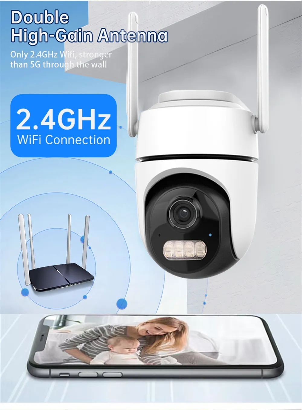 1080P 5X Zoom WiFi Security Camera 2K HD PTZ Panoramic View Color Night Vision Motion Detection Two Way Audio ICSEE APP IP65 Waterproof Work with Alexa Google Assistant 1080P 5X Zoom WiFi Security Camera 2K HD PTZ Panoramic View Color Night Vision Motion Detection Two Way Audio ICSEE APP IP65 Waterproof Work with Alexa Google Assistant