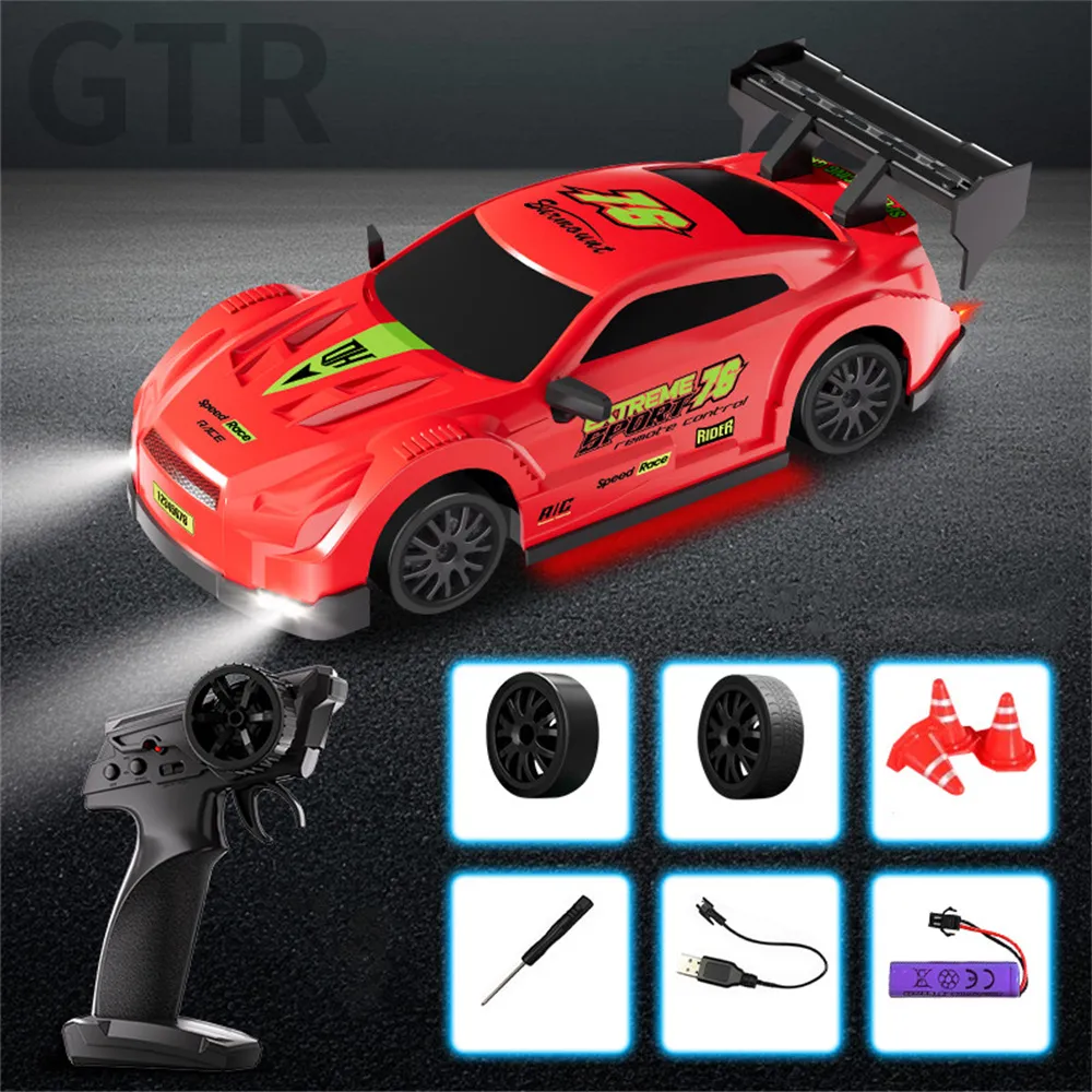 1/20 2.4G 4WD Drift RC Car GTR Mini Race LED Light High Speed Remote Control On-Road Racing Vehicles Models Boys Gifts Toys