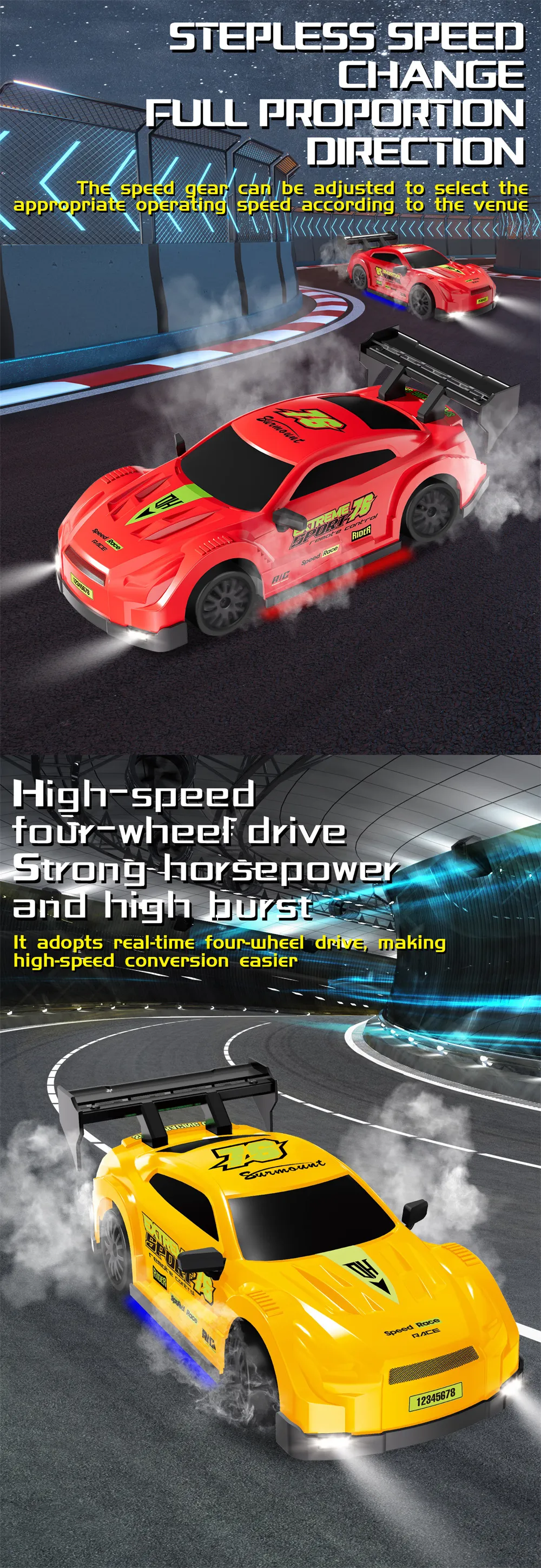 1/20 2.4G 4WD Drift RC Car GTR Mini Race LED Light High Speed Remote Control On-Road Racing Vehicles Models Boys Gifts Toys