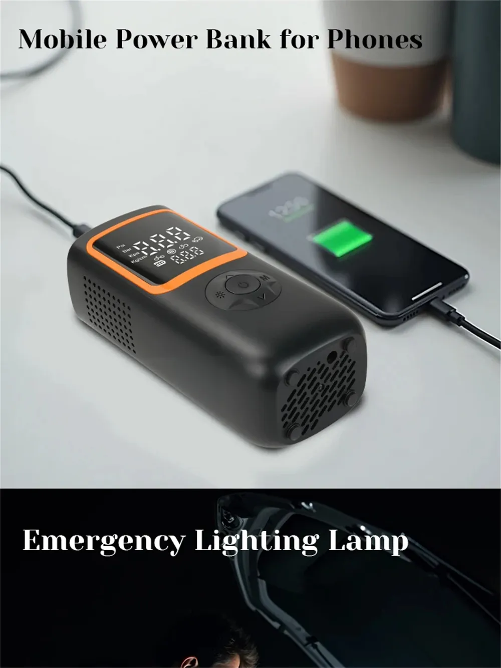 Wireless Dual Digital Display Car Tire Inflator with Auto Shutoff Charging Lighting Car and Motorcycle Air Pump Wireless Dual Digital Display Car Tire Inflator with Auto Shutoff Charging Lighting Car and Motorcycle Air Pump