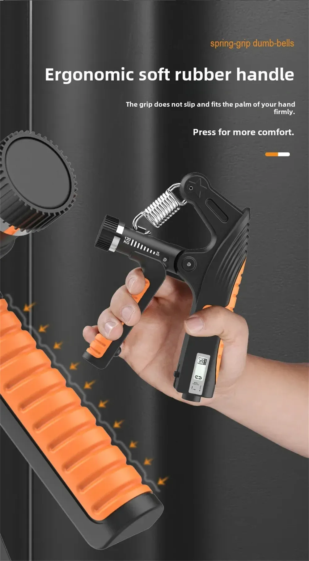 KALOAD 10-120kg Adjustable R-Type Hand Gripper with Countdown/Counting Finger Strength Rehabilitation Trainer Arm Muscle Hand Exercise Equipment for Men Women