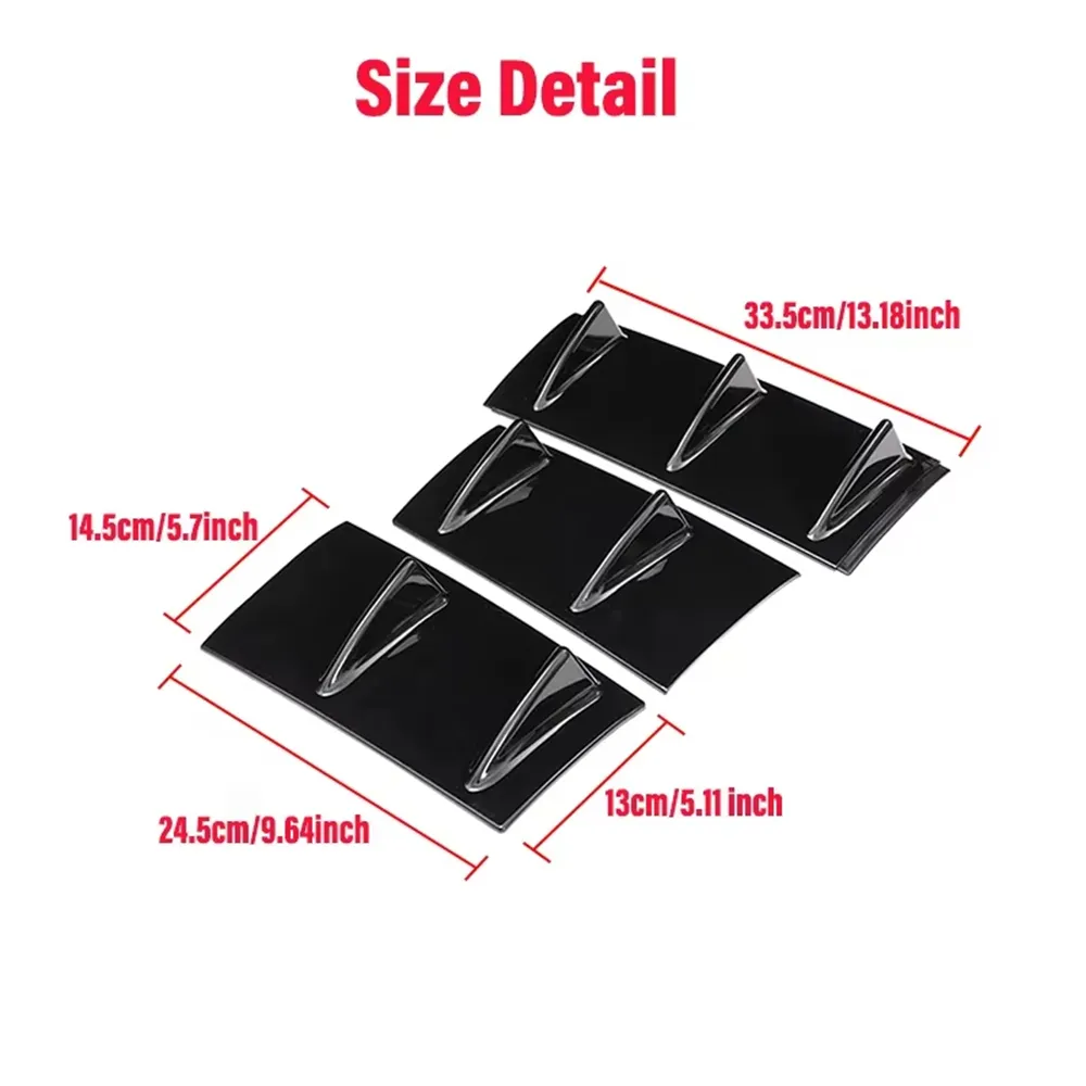 3pcs Set Spoiler General Shark Fin Kit Three-Section Universal Car Rear Bumper Lip 7-Fin Diffuser Anti-Collision for BMW E60 E46 E90 F10 for Audi A4 B8 A6