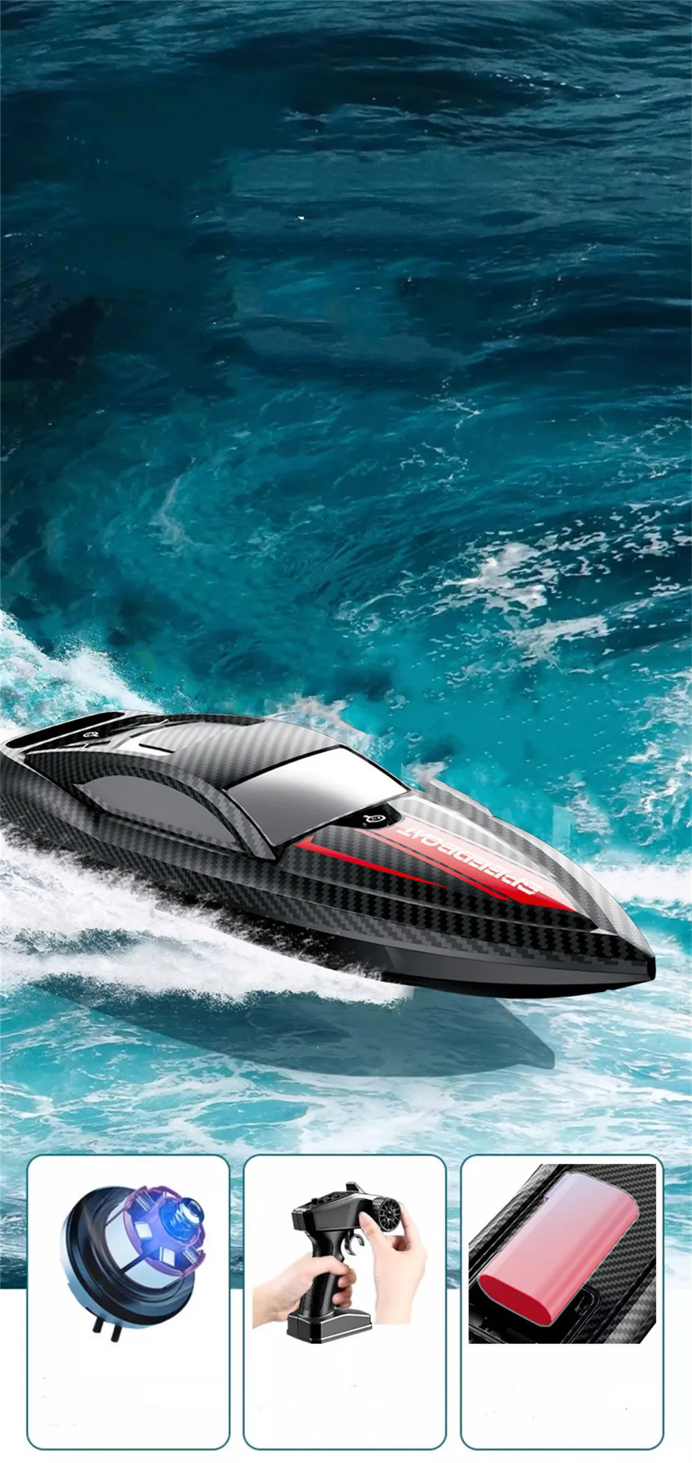 B3601 RTR 2.4G 30km/h RC Boat Waterproof Capsized Reset Ship High Speed Racing Remote Control Speedboat Vehicles Models Toys