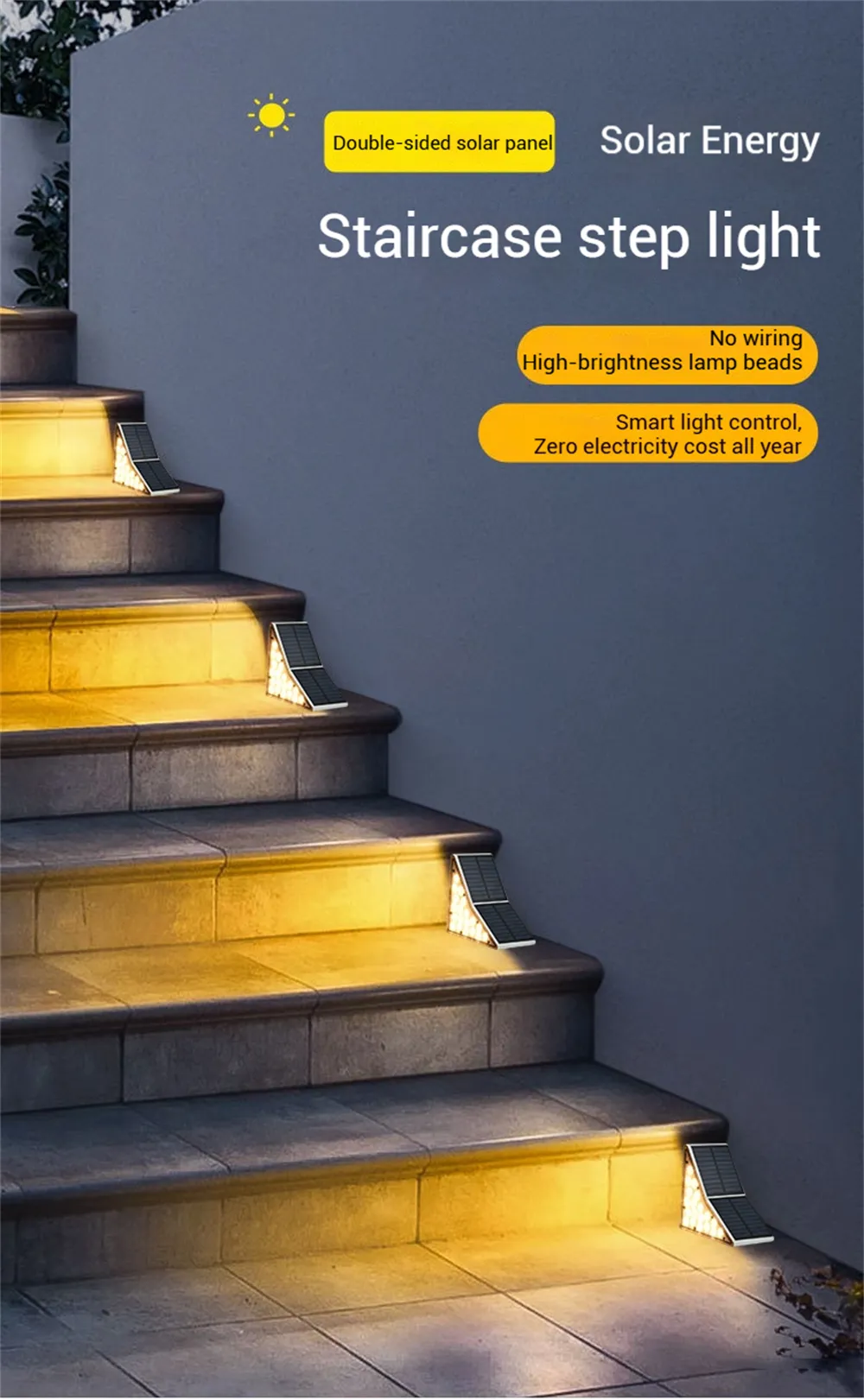 Elfeland 2PCS Solar LED Outdoor Step Lights Dual-Sided Solar Panel Waterproof Light Control Warm Cool Lighting 19 LEDs for Staircases Deck Patios Elfeland 2PCS Solar LED Outdoor Step Lights Dual-Sided Solar Panel Waterproof Light Control Warm Cool Lighting 19 LEDs for Staircases Deck Patios