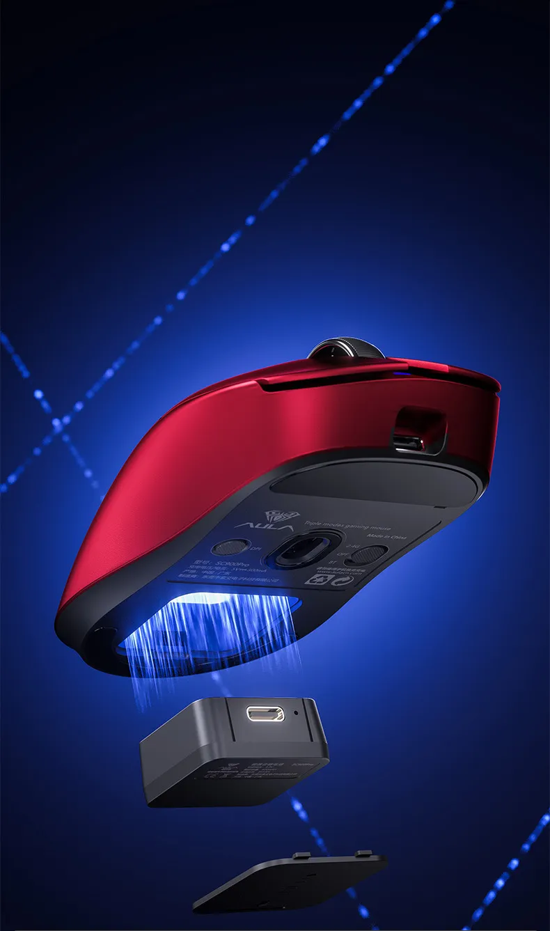 AULA SC900 Pro Wireless Mouse Tri-Mode 8KHz Polling Rate PAW3395 Sensor 26000 DPI 50g Lightweight Dual Battery Rechargeable Gaming Mice for PC Laptop Computer AULA SC900 Pro Wireless Mouse Tri-Mode 8KHz Polling Rate PAW3395 Sensor 26000 DPI 50g Lightweight Dual Battery Rechargeable Gaming Mice for PC Laptop Computer