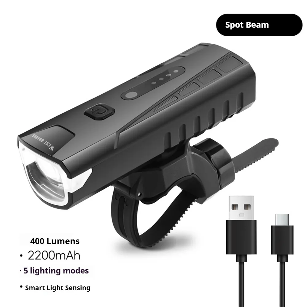WEST BIKING 400LM Smart Light-sensing Bicycle Headlight Portable Flashlight Waterproof Type-C Charging Quick Release Bike Front Light for MTB Night Cycling Safety WEST BIKING 400LM Smart Light-sensing Bicycle Headlight Portable Flashlight Waterproof Type-C Charging Quick Release Bike Front Light for MTB Night Cycling Safety