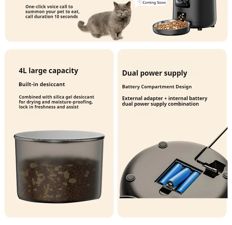 IPSKY PFF040 1080P HD Smart Pet Feeder Camera WiFi Enabled 2-Way Audio Night Vision Automatic Food Dispenser for Pet Life Security