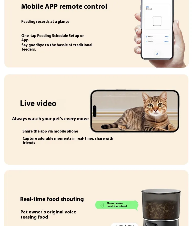 IPSKY PFF040 1080P HD Smart Pet Feeder Camera WiFi Enabled 2-Way Audio Night Vision Automatic Food Dispenser for Pet Life Security