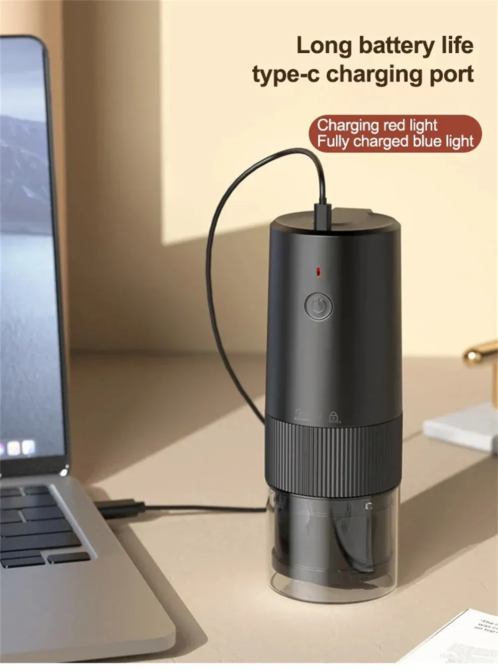 Comfook Portable Electric Coffee Grinder 8 Gears Adjustment Powder Household Food Grade Material Mini Type-C Coffee Machine Comfook Portable Electric Coffee Grinder 8 Gears Adjustment Powder Household Food Grade Material Mini Type-C Coffee Machine