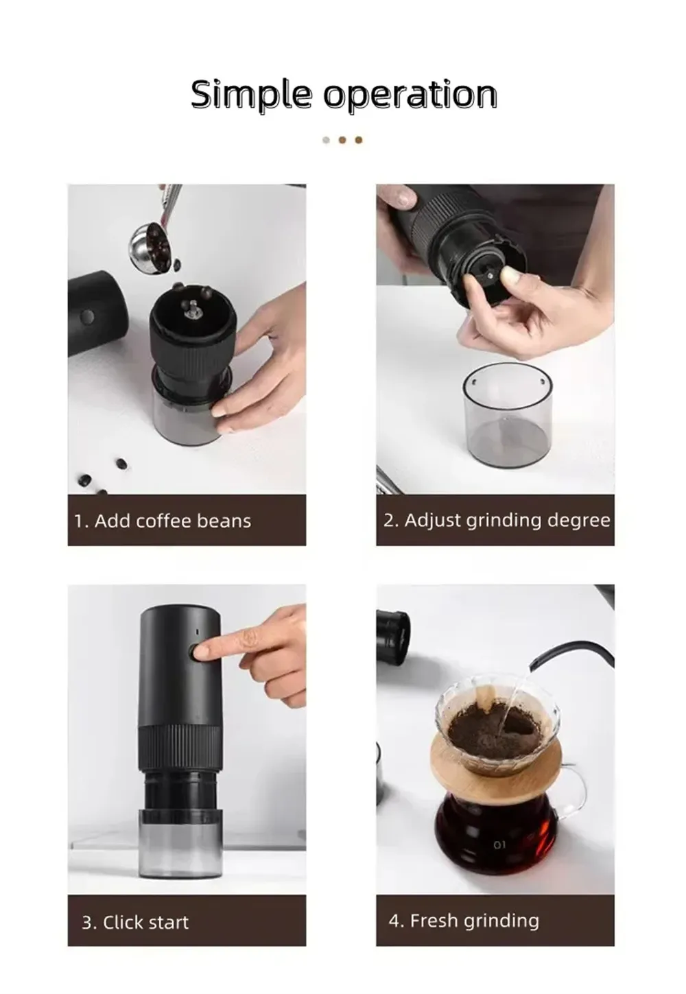 Comfook Portable Electric Coffee Grinder 8 Gears Adjustment Powder Household Food Grade Material Mini Type-C Coffee Machine Comfook Portable Electric Coffee Grinder 8 Gears Adjustment Powder Household Food Grade Material Mini Type-C Coffee Machine