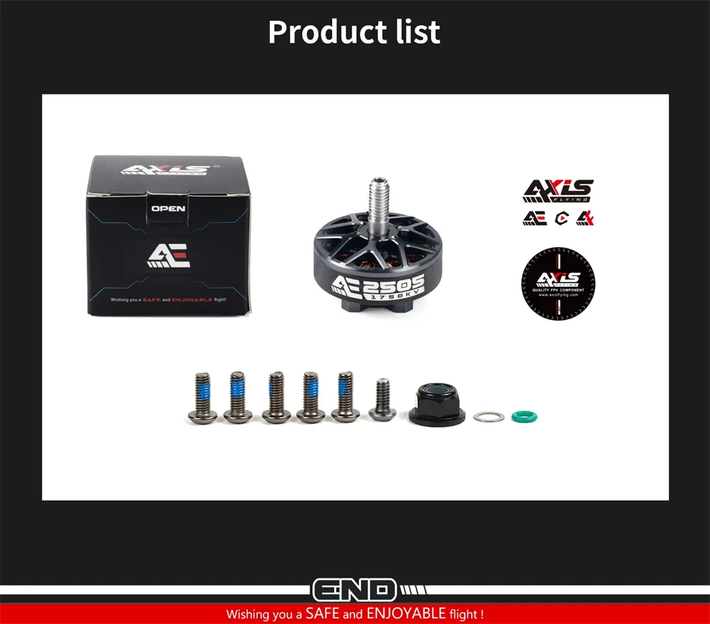 Axisflying AE2505 1750KV 2050KV 6S Motors 5mm Shaft for RC FPV Freestyle Racing Drones Axisflying AE2505 1750KV 2050KV 6S Motors 5mm Shaft for RC FPV Freestyle Racing Drones
