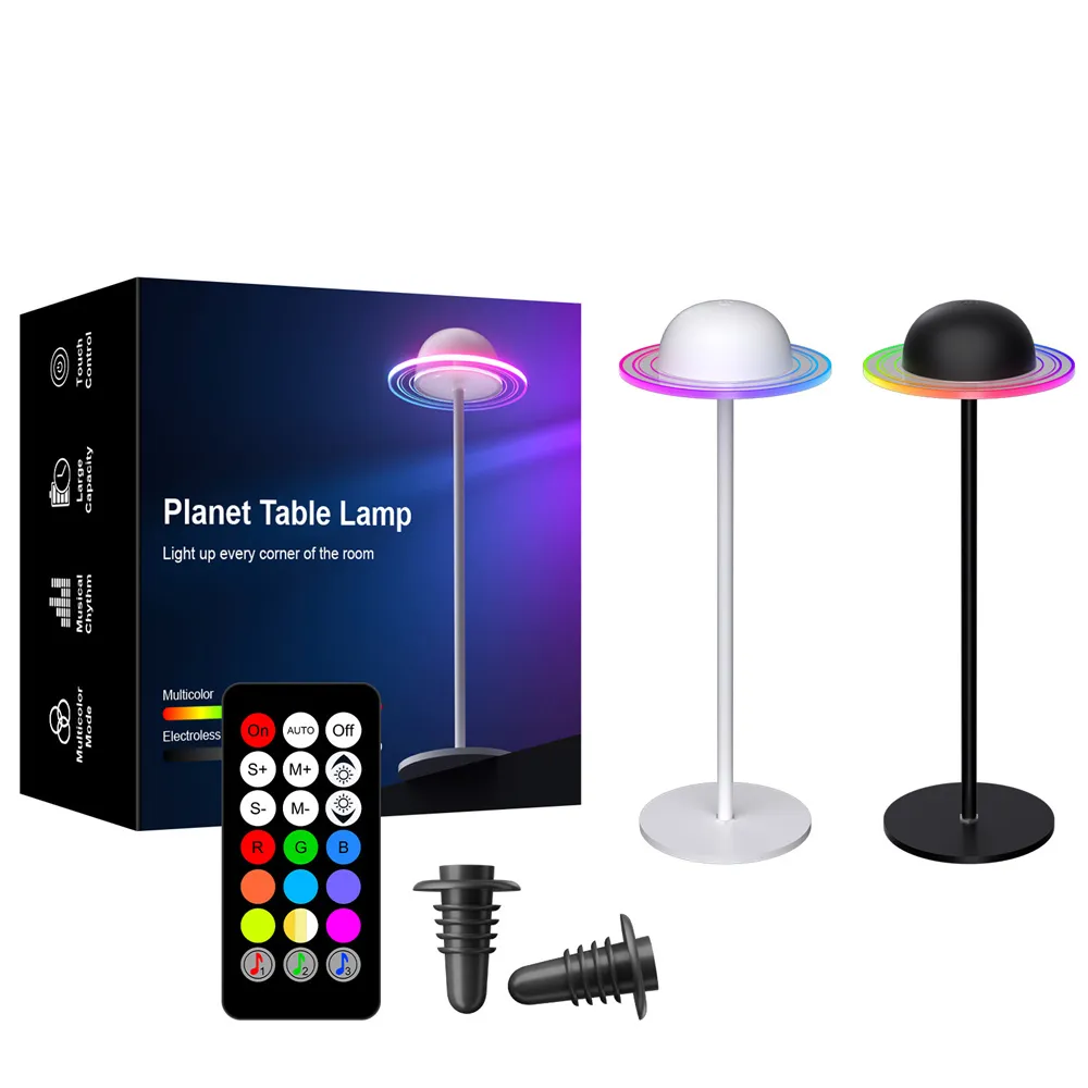 Elfeland Saturn Planet Style RGB Ambient Table Lamp Remote Control Music Sync USB Rechargeable Wine Bottle Decorative Mood Lighting for Home Gaming Room Elfeland Saturn Planet Style RGB Ambient Table Lamp Remote Control Music Sync USB Rechargeable Wine Bottle Decorative Mood Lighting for Home Gaming Room