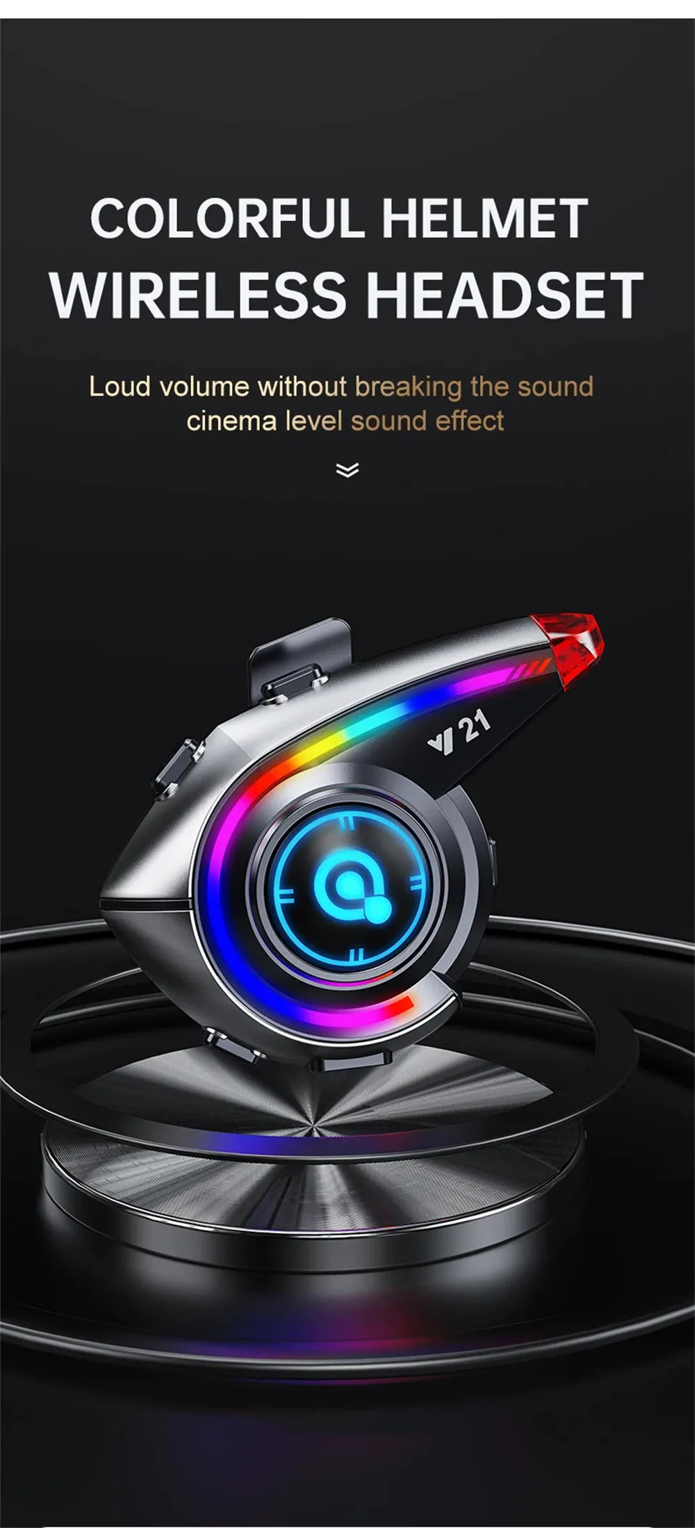 Y21 Wireless Helmet Headset AI Voice Assistant Fm Radio Powerful Bass Waterproof bluetooth 5.4 RGB Lighting Noise Reduction Long Battery Life Rider Intercom Wireless Motobike Earphone