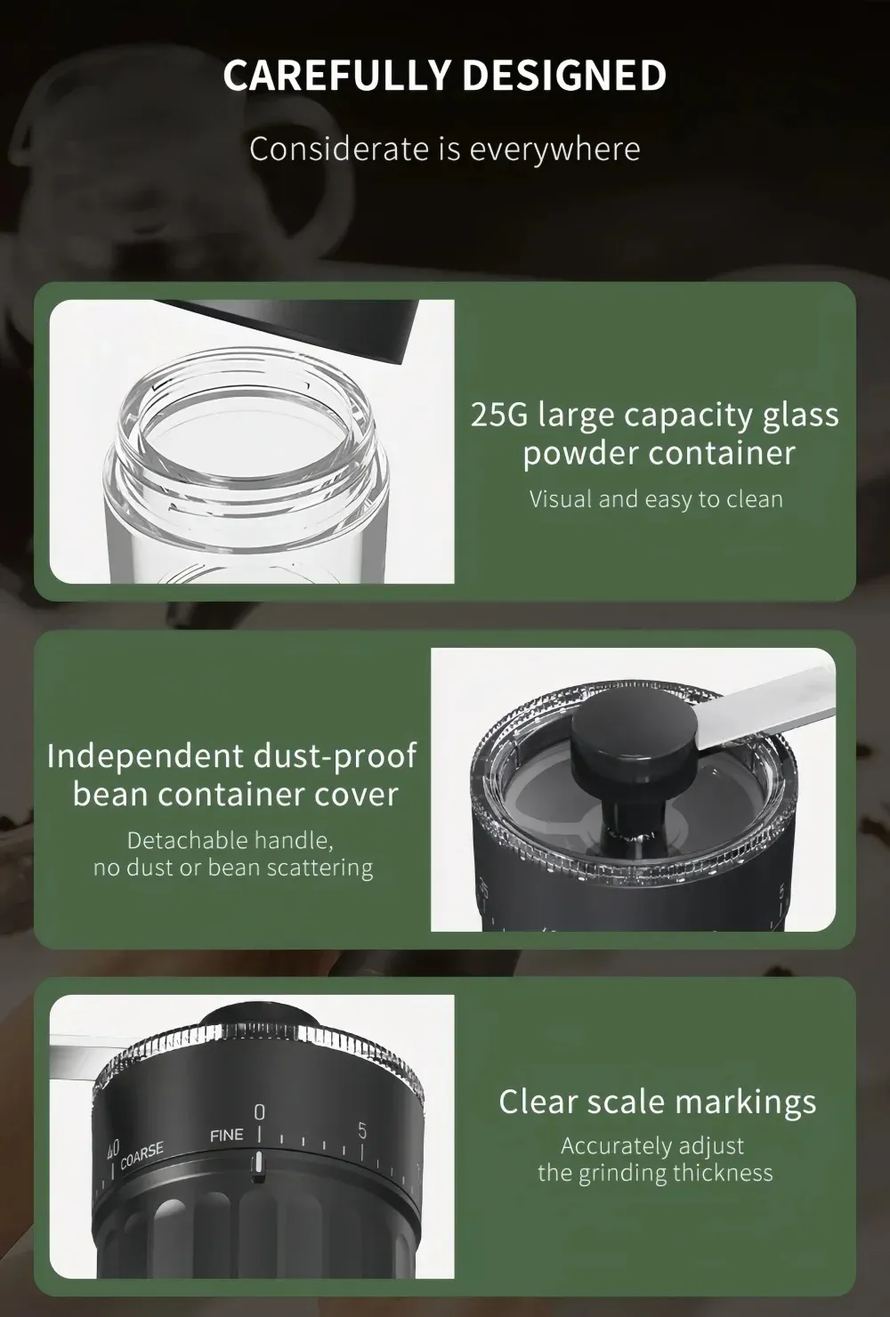 Comfook Manual Coffee Grinder 40-Gear Adjustment Ceramic Grinding Core Home Coffee Utensils Comfook Manual Coffee Grinder 40-Gear Adjustment Ceramic Grinding Core Home Coffee Utensils