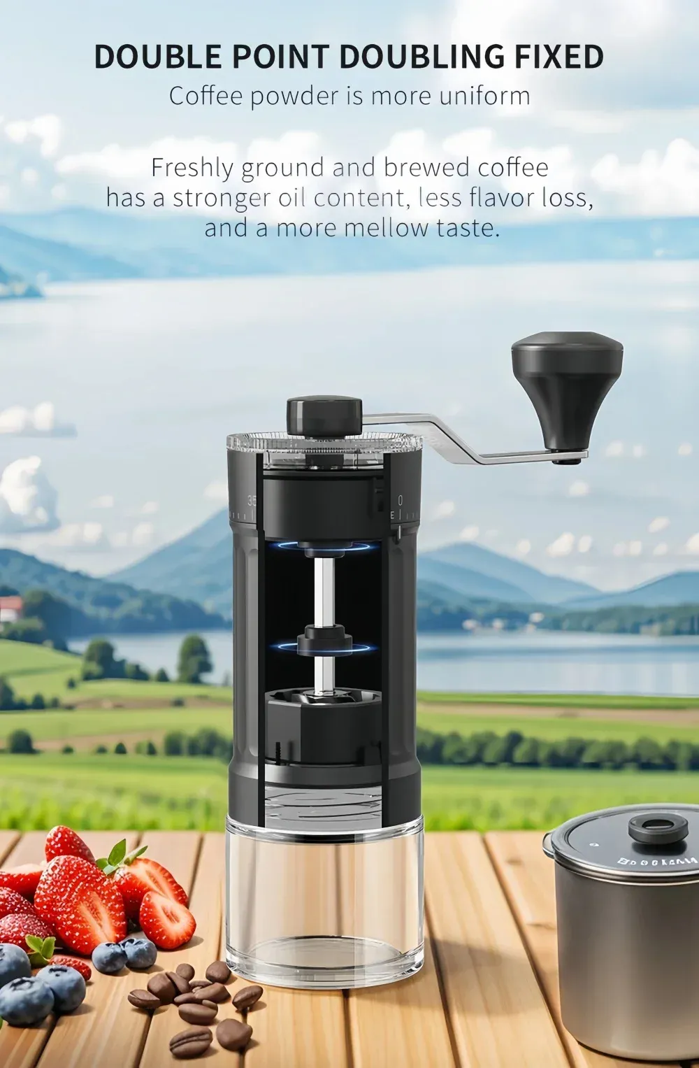 Comfook Manual Coffee Grinder 40-Gear Adjustment Ceramic Grinding Core Home Coffee Utensils Comfook Manual Coffee Grinder 40-Gear Adjustment Ceramic Grinding Core Home Coffee Utensils