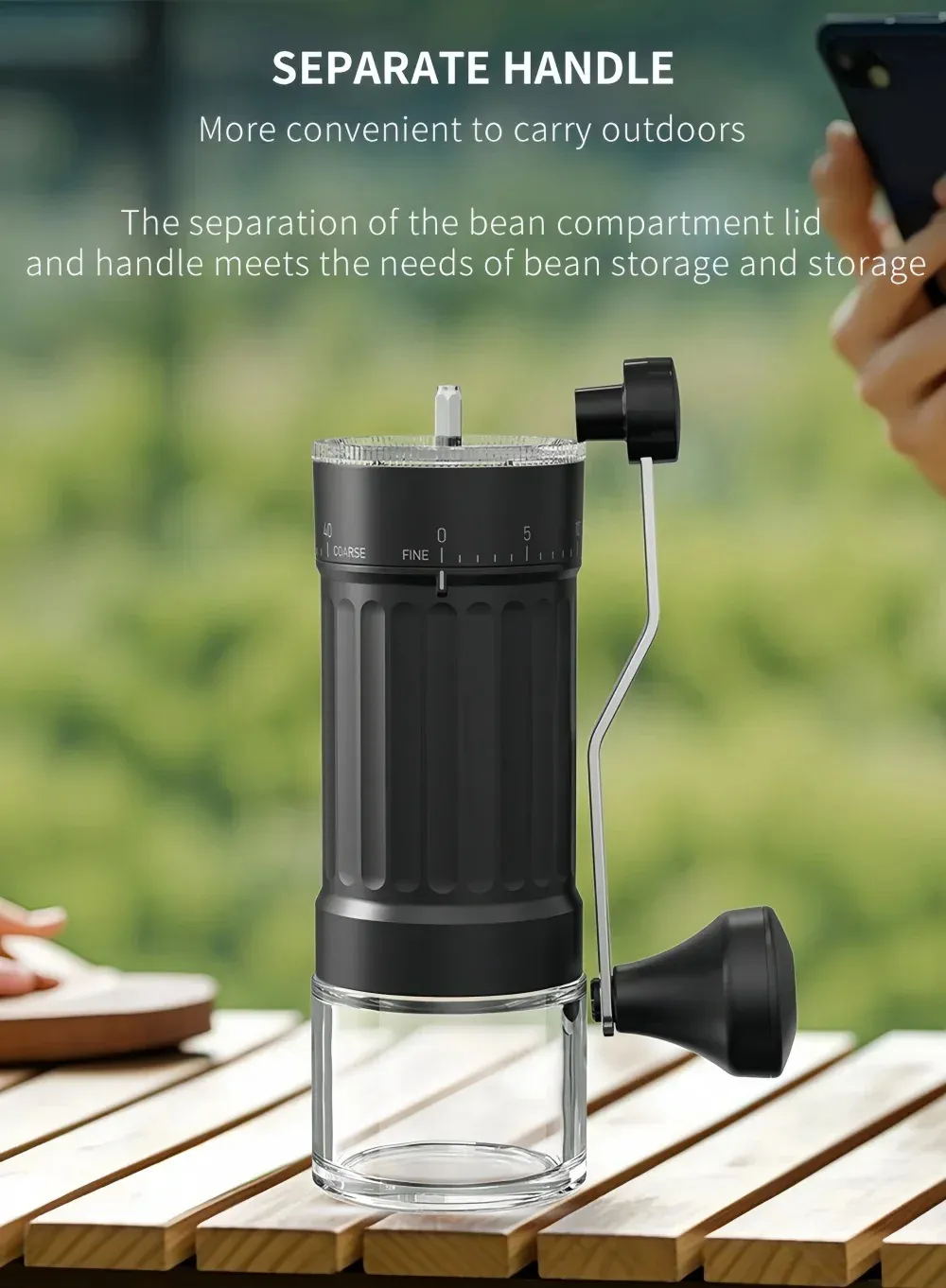 Comfook Manual Coffee Grinder 40-Gear Adjustment Ceramic Grinding Core Home Coffee Utensils Comfook Manual Coffee Grinder 40-Gear Adjustment Ceramic Grinding Core Home Coffee Utensils